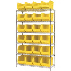 AKRO-MILS AWS184830260Y Bin Shelving Wire, 48 Inch Width, 18 Inch Depth, 24 Bins, Yellow | AA2ADY 10A125