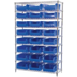 AKRO-MILS AWS184830280B Bin Shelving Wire, 48 Inch Width, 18 Inch Depth, 24 Bins, Blue | AA2ABG 10A054