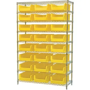 AKRO-MILS AWS184830280Y Bin Shelving Wire, 48 Inch Width, 18 Inch Depth, 24 Bins, Yellow | AA2ABH 10A055