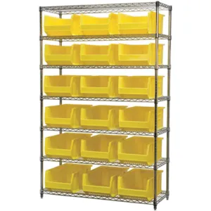 AKRO-MILS AWS184830281Y Bin Shelving Wire, 48 Inch Width, 18 Inch Depth, 18 Bins, Yellow | AA2ABL 10A058