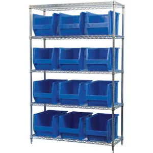 AKRO-MILS AWS184830282B Bin Shelving Wire, 48 Inch Width, 18 Inch Depth, 12 Bins, Blue | AA2ABN 10A060