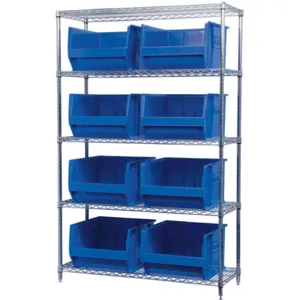 AKRO-MILS AWS184830283B Bin Shelving Wire, 48 Inch Width, 18 Inch Depth, 8 Bins, Blue | AA2ABR 10A063