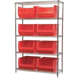 AKRO-MILS AWS184830283R Bin Shelving Wire, 48 Inch Width, 18 Inch Depth, 8 Bins, Red | AA2ABQ 10A062