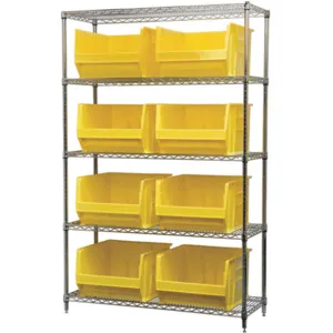 AKRO-MILS AWS184830283Y Bin Shelving Wire, 48 Inch Width, 18 Inch Depth, 8 Bins, Yellow | AA2ABT 10A064