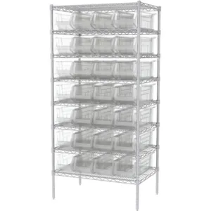 AKRO-MILS AWS24360284SC Bin Shelving Wire, 36 Inch Width, 24 Inch Depth, 28 Bins, Clear | AD3NTV 40K507