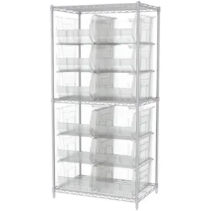 AKRO-MILS AWS24360288SC Bin Shelving Wire, 36 Inch Width, 24 Inch Depth, 12 Bins, Clear | AD3NTX 40K509