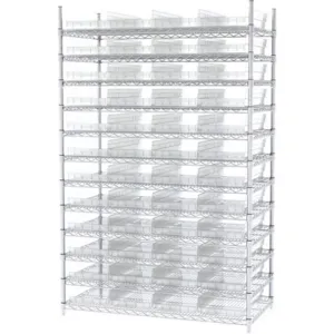 AKRO-MILS AWS244830174SC Bin Shelving Wire, 48 Inch Width, 24 Inch Depth, 74 Inch Height, 48 Bins, Clear | AD3NUL 40K522