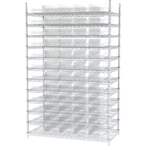 AKRO-MILS AWS244830184SC Bin Shelving Wire, 48 Inch Width, 24 Inch Depth, 74 Inch Height, 60 Bins, Clear | AD3NUM 40K523