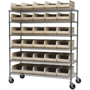 AKRO-MILS AWS2460M30358 Mobile Bin Shelving Wire, 60 Inch Width, 24 Inch Depth, 30 Bins | AD8GTC 4KEV3