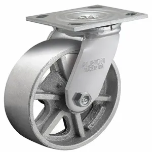 ALBION 16CA08201S Standard Plate Caster, Swivel, Cast Iron, 1250 Lbs. Capacity, 8 Inch Wheel Dia. | CH6HWP 55FE20