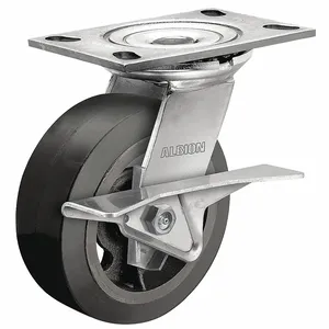 ALBION 62MR06407SCB62 Standard Plate Caster, 6 Inch Wheel Dia., 700 lb, 7 1/2 Inch Mounting Height | CN2TNT 63MR06405SLW101 / 49H629