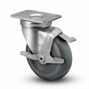 ALBION P2XR04028SF Plate Caster, 4 Inch Dia, 5 1/8 Inch Height, Swivel Caster With Brake | CN8FAC 60FD37
