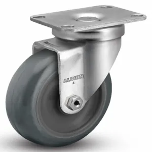 ALBION P2XR04028S Maintenance-Free Plate Caster, Swivel, Rubber, 250 Lbs. Capacity, 4 Inch Wheel Dia. | CH6QYA 55FE30