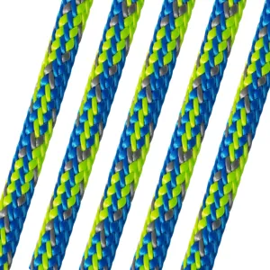 ALL GEAR AG24SP118-120BGG Arborist Climbing Line, 24 Strand Double Braid, 120 Ft. Length, Blue/Neon Green/Gray | CJ6NZA