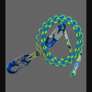 ALL GEAR AG24SP71610SHA Blue Craze Positioning Lanyard, 24 Strand Polyester, Aluminium Hook, 10 Ft. Length, Blue/Neon Green | CJ6PLE