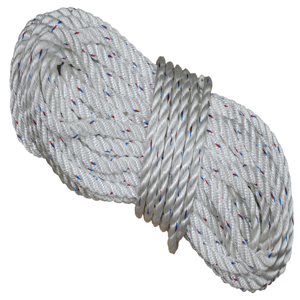 ALL GEAR AG3STHSC2600 Bull Rope, 3-strängige Polyesterjacke, 2 Zoll Durchmesser, 600 Fuß. Länge, Weiß/Blau | CJ6QAB