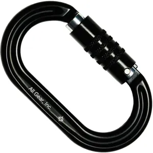 ALL GEAR AGCBBO Climbing Carabiner, Aluminum, Oval Shape, 108mm Height, 65mm Width, Black | CJ6PKE