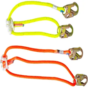 ALL GEAR AGDBC12AL3-6 Double Braid Adjustable Lanyard, Steel Hooks, 3 to 6 Ft. Length, Neon Yellow | CJ6PKW