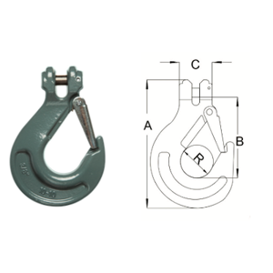 ALL MATERIAL HANDLING 10CSH22L Clevis Sling Hook, With Latch, 7/8 Inch Trade Size | CL4XQY