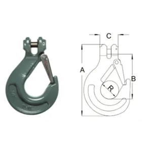 ALL MATERIAL HANDLING 10CSH20L Clevis Sling Hook, With Latch, 3/4 Inch Trade Size | CL4XQX