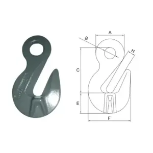 ALL MATERIAL HANDLING 10EGH08 Eye Grab Hook, With Saddle, 9/32-5/16 Inch Trade Size | CL4XRL