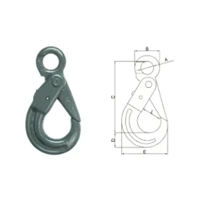 ALL MATERIAL HANDLING 10ESLH06HT Eye Self-Locking Hook, With Hidden Trigger, 7/32 Inch Trade Size | CL4XPM