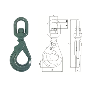 ALL MATERIAL HANDLING 10SSLH13HT Swivel Self-Locking Hook, With Bronze Bushings And Hidden Trigger, 1/2 Inch Trade Size | CL4XQF