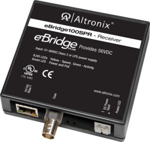 ALTRONIX eBridge100SPR EoC Single-Port-Empfänger, 100 Mbit/s, erzeugt PoE/PoE/Hi-PoE 60 W, 51–56 VDC | CE6EVH