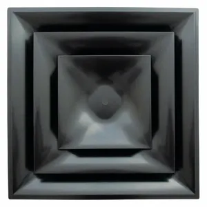 AMERICAN LOUVER STR-C-8BK Diffuser, Ceiling, 23 3/4 Inch H, 23 3/4 Inch W, Lay-In, 8 Inch Duct, Plastic, Square Cone | CN8HBK 52CE98