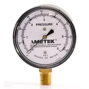 AMETEK LAMB 271949000 Pressure Gauge, 0 To 160 Iwg, 1/4 Inch Npt | CV9XEG