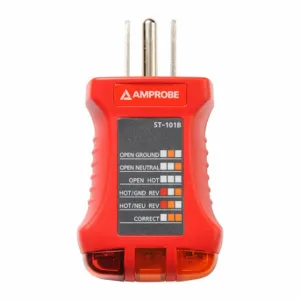 AMPROBE ST-101B Receptacle Tester, Receptacle Testers, Easy-To-Read Light Indicators, Receptacle Testers | CN8KTL 33M405