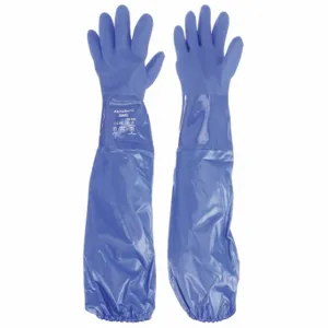 ANSELL 23-201 Chemical Resistant Glove, 79 mil Thick, 24 Inch Length, Grain, 8 Size, Blue, 1 Pair | CN8FRF 45EM09