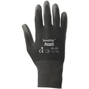 ANSELL 48-101 Coated Gloves S Black Polyurethane PR | AC3BBA 2RA95