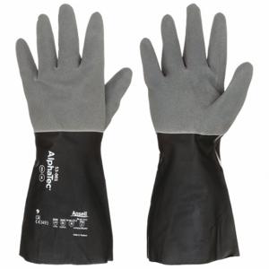 ANSELL 53-001 Chemical Resistant Glove, 17 mil Thick, 13 Inch Length, Black/Gray, 9 Size, 1 Pair | CP2ERW 55EV88
