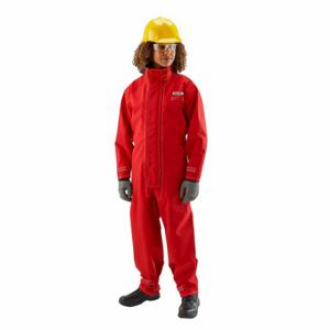 ANSELL 66-667 Atmungsaktiver roter Poly-Overall, Polyester, mittlere Beanspruchung, genähte/geklebte Nähte, Rot, L | CN8FUJ 61TL44