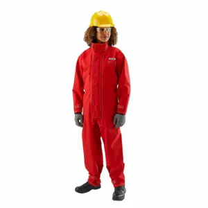 ANSELL 66-667 Breathable Red Poly Coverall, Polyester, Medium Duty, Stitched/Taped Seam, Red, M | CN8FUK 61TL43