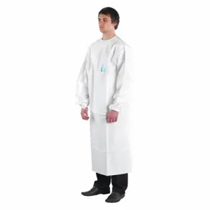 ANSELL 68-2000 Disposable Lab Coat, Microporous Film Laminate, White, S, 30 PK | CN8FTN 411G83