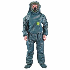 ANSELL 68-4000 Hooded Chemical Resistant Coveralls, Rear, Taped/Welded Seam, Green, L | CP2EUW 491M34