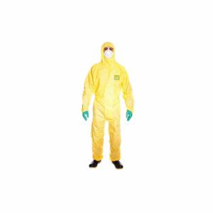 ANSELL 682300PLUS Hooded Chemical Resistant Coveralls, AlphaTec 2300, Light Duty, Taped Seam, Yellow | CN8GBW 465F97