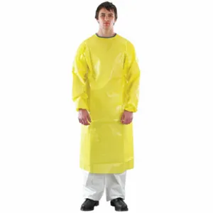 ANSELL 683000 Isolation Gown, AlphaTec 3000, Heavy Duty, Ankle, Yellow, 5XL, 40 PK | CN8GEL 53KA16