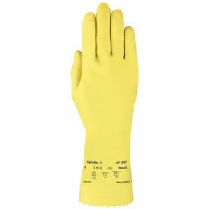 ANSELL 87-297 Gloves, 20 mil Glove Thick, 12 Inch Glove Length, Pebble Embossed, 9 Glove Size, Yellow | CN8GDX 56JR13