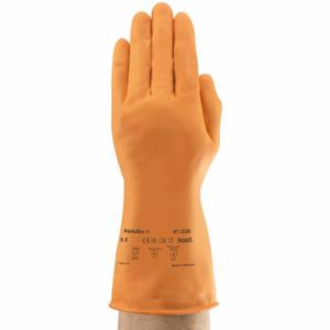 ANSELL 87-320 Chemical Resistant Glove, 17 mil Thick, 12 Inch Length, Diamond, 6 Size, Orange, 1 Pair | CN8FQD 52EP31