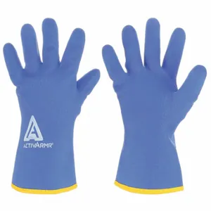 ANSELL 97-681 Coated Glove, PVC Coating, Gauntlet Cuff, M Glove Size, Yellow/Blue, Nylon Lining, Blue | CN8BGA 469D21