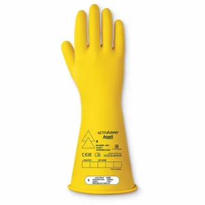 ANSELL CLASS 1 Y 16 Electrical Insulating Gloves, 7500VAC/11, 250VDC, 16 Inch Glove Lg, Straight Cuff | CN8BLL 52EP53