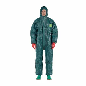 ANSELL GR40-T-92-122-05 Chemical Resistant Coverall, Light Duty, Taped/Welded Seam, Green, 6 Pack | CN8FVM 48MD26