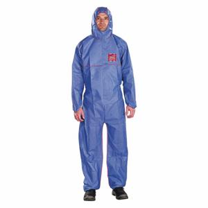 ANSELL NR17-S-92-111-04 Hooded Coveralls, S mmS, Light Duty, Serged Seam, Blue, L, 25 PK | CT3MFB 48MD65