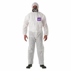 ANSELL WH15-S-92-101-03 Hooded Coveralls, SMS, Light Duty, Serged Seam, White, M | CT3MGE 48MC04