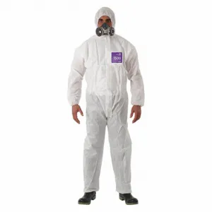 ANSELL WH15-S-92-101-03 Hooded Coveralls, SMS, Light Duty, Serged Seam, White, M | CT3MGE 48MC04