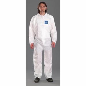 ANSELL WH15-S-92-103-02 Collared Disposable Coverall, SMS, Serged Seam, White, S, 25 Pack | CN8FTW 465F70