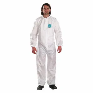 ANSELL WH18-B-92-103-02 Collared Coverall, Polyethylene, Light Duty, Bound Seam, White, S | CT3MCG 48MC19